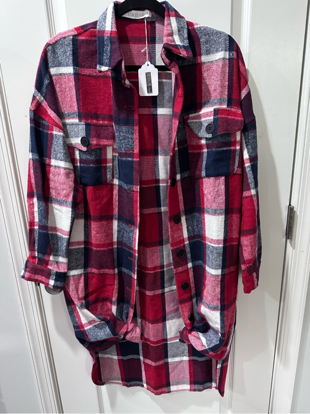 Unishe Plaid Red Shacket - Size Small